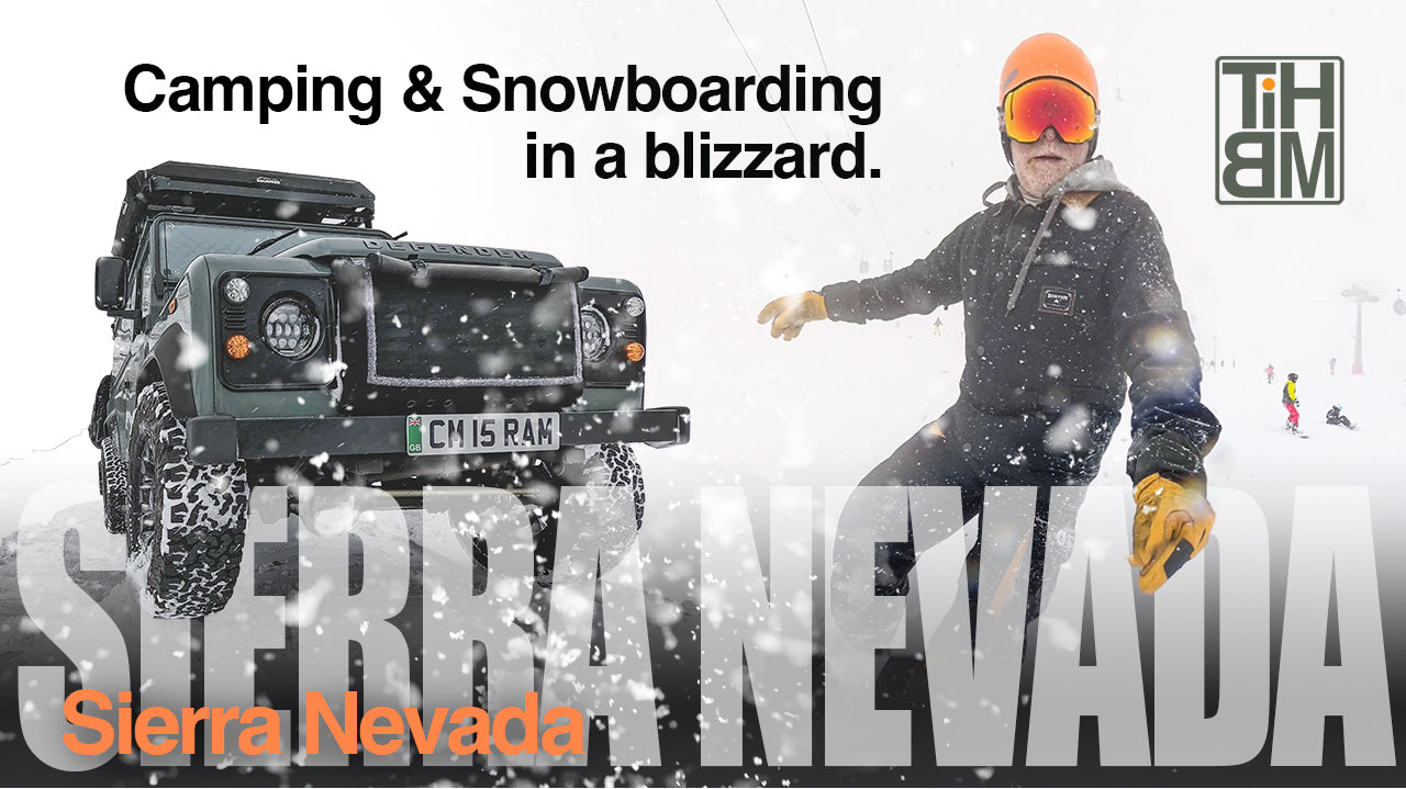 Escapade Founder, Craig Mawlam overlanding & snowboarding in Sierra Nevada, Spain